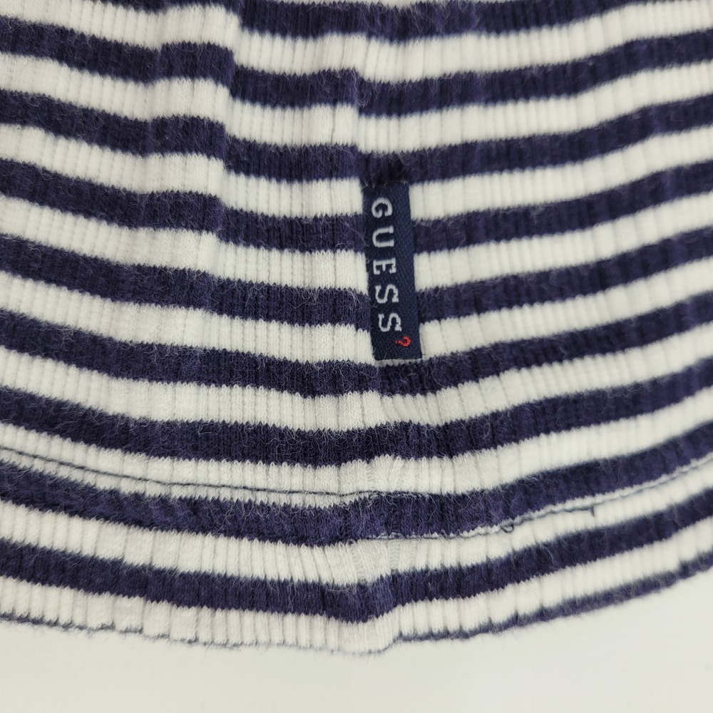 Guess Jeans Womens Small Navy Blue White Striped Ribbed Knit Y2K Tank Mini Dress - Picture 10 of 10